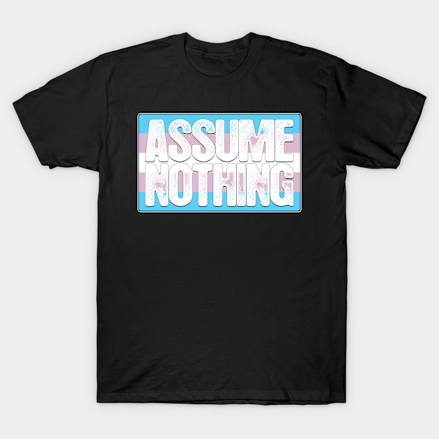 Assume Nothing Transgender Pride Flag T-Shirt by wheedesign